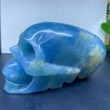 6.3”/2.8LB top Natural Blue Loris quartz Alien skull hand carved crystal