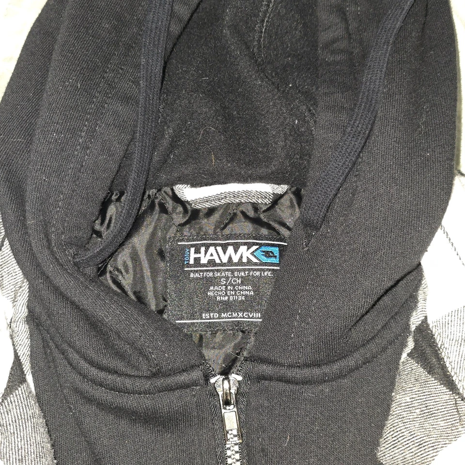Chaqueta Tony Hawk Niños Talla Pequeña Blanca Y Negra A Cuadros Cremallera Sudadera con Capucha Chaqueta Foto 4 de 4