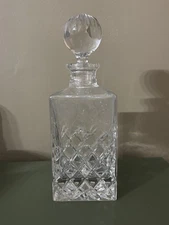 Gallia Rogaska Square Crystal Decanter 10" - VTG Full Lead Crystal Stamped