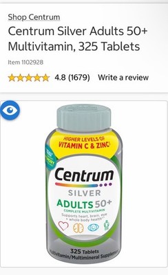 Centrum Silver Adults 50+ Multivitamin, 325 Tablets