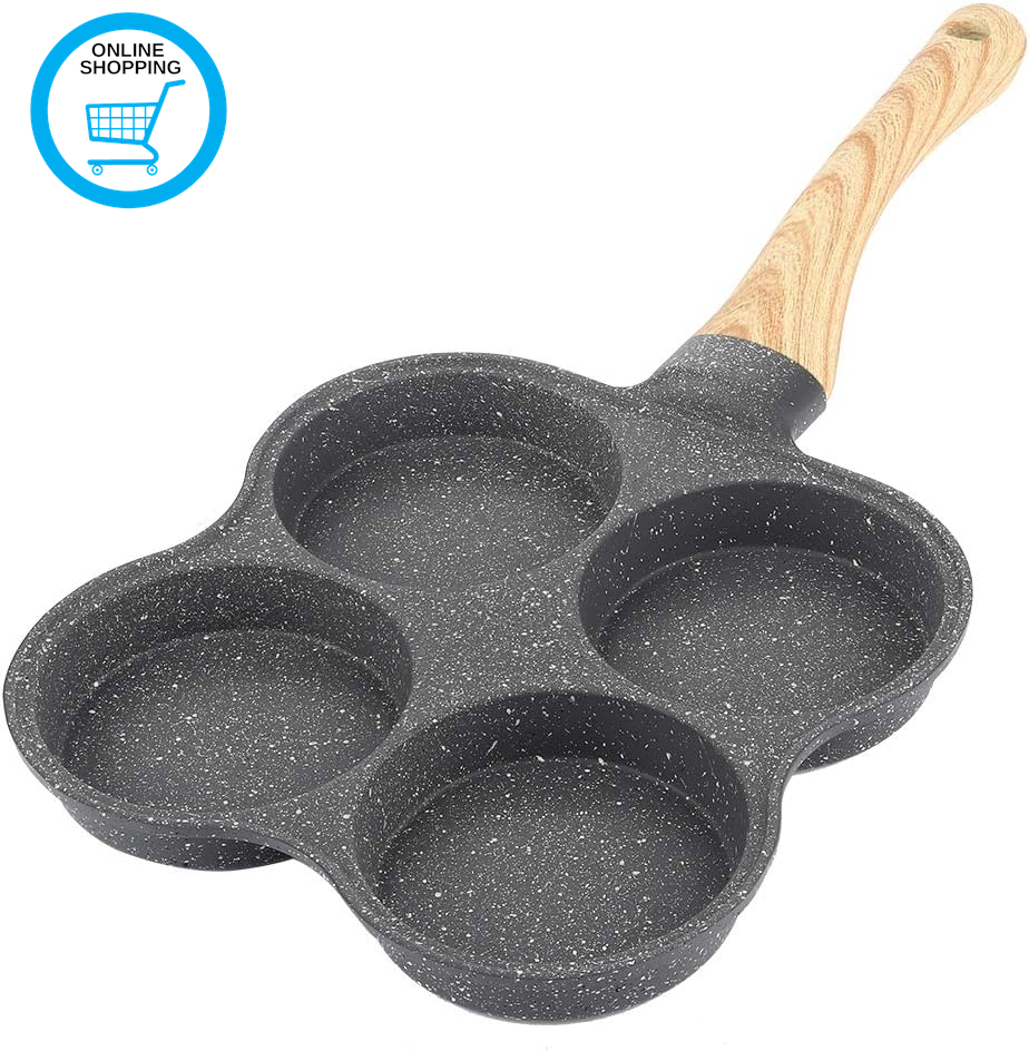 4 Egg Frying Pan Non Stick, 4 Hole Pancake Omelette Maker Induction Hob Compatib