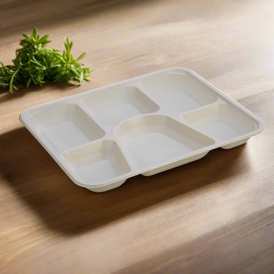 Disposable Food Plates Biodegradable BPA Free Microwave Safe 3 4 6 Compartments - Image 4 of 4