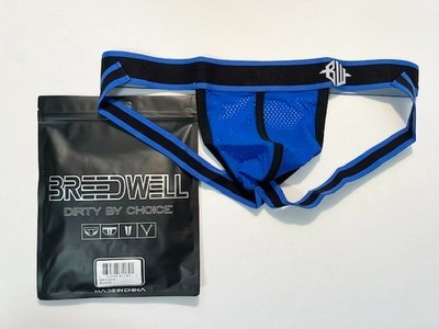 BREEDWELL  Size XL Nylon Mesh Brut Athletic Supporter - Blue/Black/White- Jock