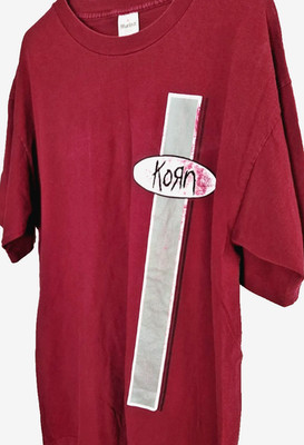 VTG 90s KoRn MURINA USA TEE XL LIFE IS PEACHY BAND ALT-METAL RED MAROON T-SHIRT