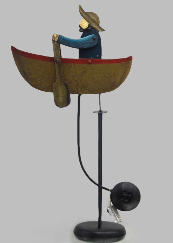 SCHAUKELFIGUR SEEMANN Ruderboot Balancefigur Metall Pendelfigur Wippfigur 46cm - Bild 3 von 4