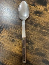 VTG Mar-Crest Large Stainless Steel Cooking  Serving Spoon Wooden Handle 12 Inch