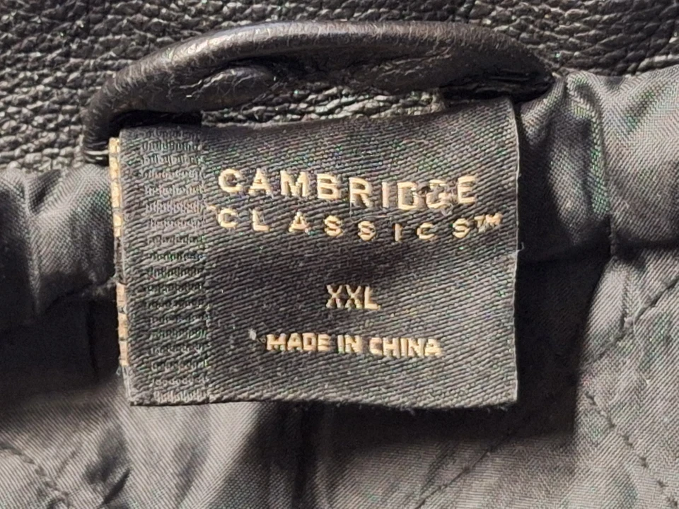 Cambridge Clásica 100% Cuero Bombardero Motociclista Chaqueta Hombres XXL Negra Cremallera Edredón Forrado Foto 4 de 4