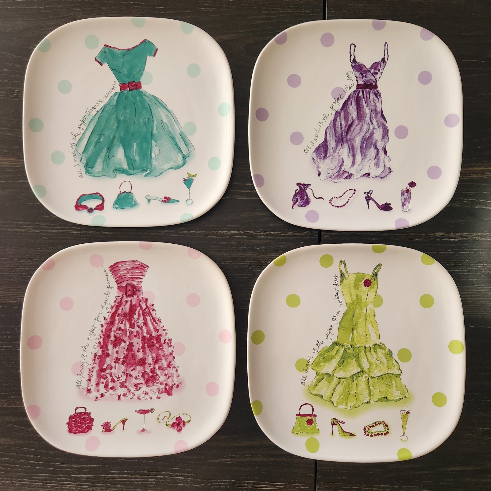 Rosanna Dessert Plates 8" All I Need 4 Different Dresses Set Of 4 With Box