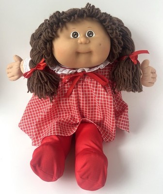 1985 Cabbage Patch Kids Doll HM8 Brunette Braids CPK Dress Coleco Vintage