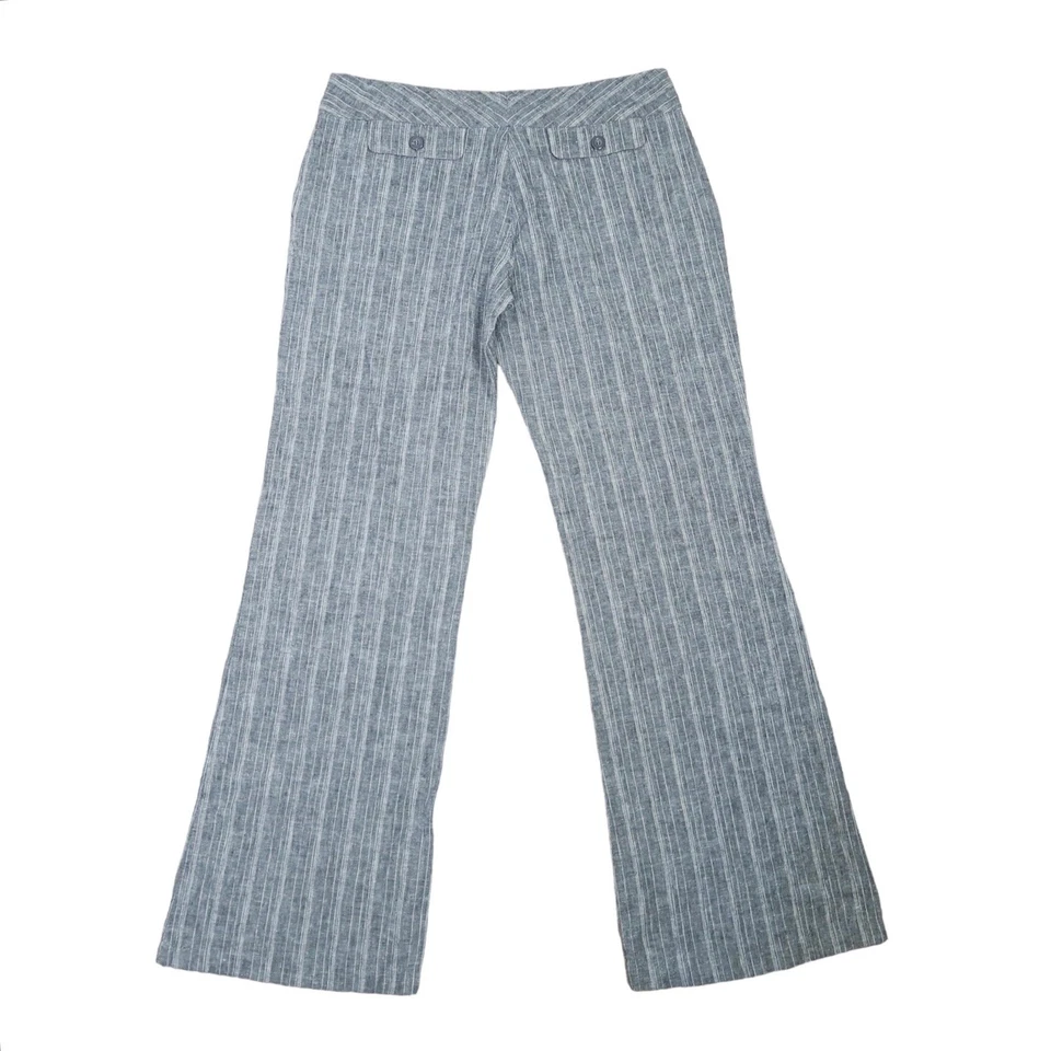 Pantalones acampanados vintage Y2K My Michelle gris y blanco a rayas tiro bajo 5 Foto 3 de 4