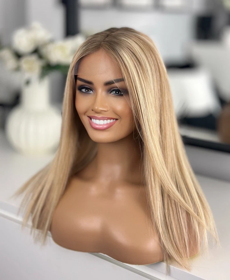 Highlighted Honey Warm Blonde Roots 13x4 Lace Front 100% Human Hair Wig - Image 2 of 4