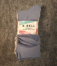 K BELL Women's Modal Roll Top Crew Socks, 6 Pairs Multicolor, Size: 5.5-10, New