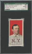 T206 1909 JOHN MCGRAW PORTRAIT NO CAP - NEW YORK - PIEDMONT BACK SGC 2.5
