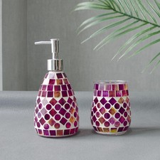 ELEGANTZ Bathroom Accessory Set   Mosaic Bathroom Accessories Set with Gla