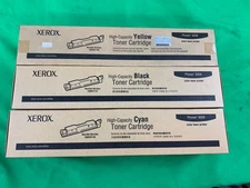 LOT of 3 Genuine OEM XEROX Phaser 6350 Toner Cartridge Cyan  Yellow Black Is Box
