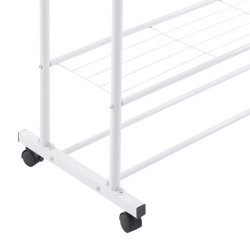 Appendiabiti con Ruote Appendiabiti con Due Appendiabiti 150x40x152CM Bianco - Foto 14 di 15