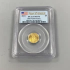 2011 US 1/10th ozt Gold $5 Eagle Coin PCGS MS70 First Strike 25th Anniv L24605