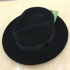 New British Felt Hat Men Fedora Raw Edge Brim Satin Lined Big Size 100 Wool