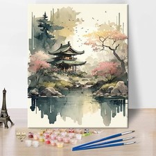 Paint by Numbers for Adults Enchanting Japanese Watercolor 16" x 20", Japan