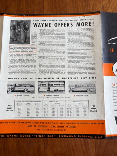 c1930's WAYNE STREAMLINE MODEL 5340 SCHOOL BUS TRANSPORTATION BROCHURE - Picture 6 of 6