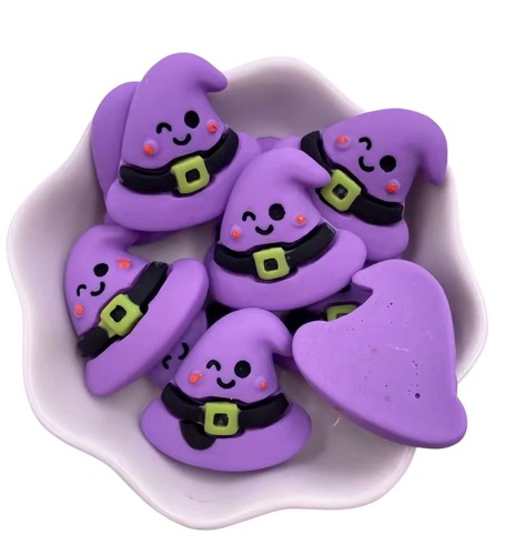 10 Junk Charm Charms Resin Cabochon Halloween Pumpkin Witch Hat Bat Spooky Bats - Picture 7 of 7