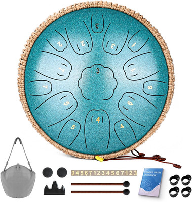 Steel Tongue Drum, 13 Inch 15 Notes Tongue Drums, C Key Handpan Drum Instruments