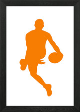 silhouettes basketball Framed Wall Art Poster Canvas Print Picture