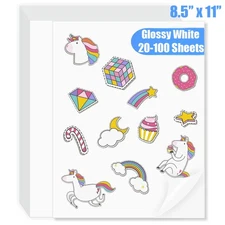 8.5''X11'' Printable Vinyl Sticker Paper Glossy A4 Waterproof for Inkjet & Laser