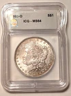 1883-O Morgan Dollar 90% Silver New Orleans ICG Certified MS64 Nicely Toned Coin
