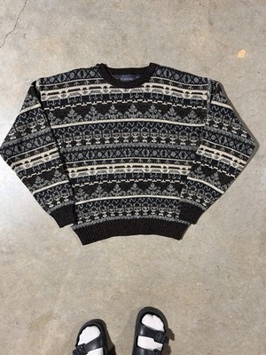 Vintage Basic Editions Grandpa Brown Knit Sweater Crewneck Size X-Large