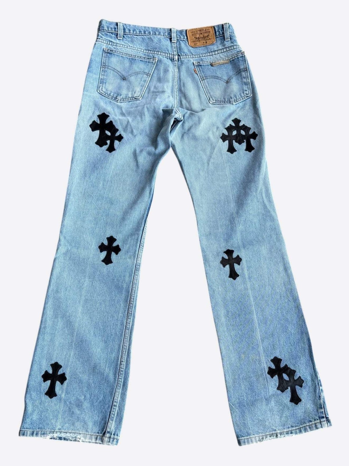 Chrome Hearts Levis Blue & Black Cross Patch Jeans image 2