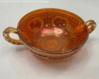Marigold Star Medallion Carnival Glass Double Handled Candy Nut Bowl