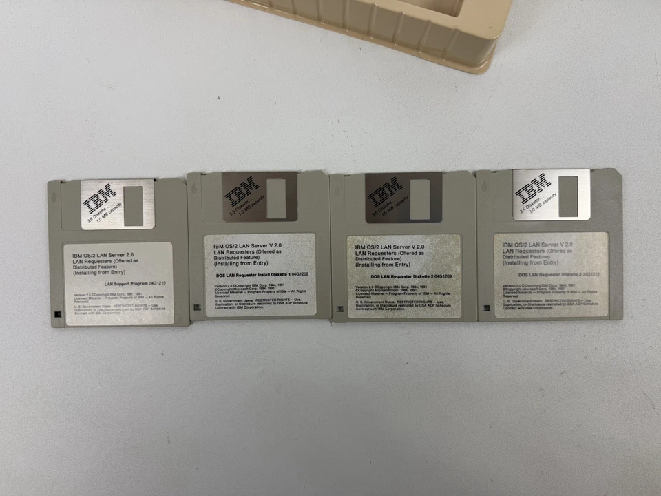 Vtg Rare IBM OS/2 Lan Server Version 2.0 Entry 3.5" Floppy Disks & References - Image 3 of 4