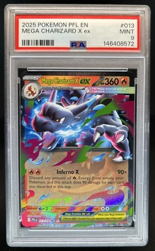 2025 Pokemon Phantasmal Flames Mega Charizard X ex Double Rare #013/094 PSA 9