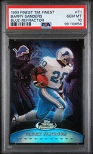 1999 Topps Finest Barry Sanders Blue Refractor  PSA 10  /150 Color Match Pop. 2