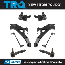 TRQ 8 Piece Steering Suspension Kit Control Arms Ball Joints Tie Rods End Links