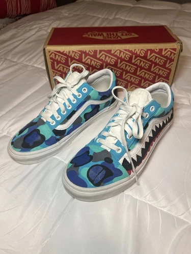 Chaussures de skate blanches personnalisées Vans x Supreme x Bape pointure 8