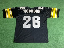 ROD WOODSON PITTSBURGH STEELERS #26 APEX ONE NFL BLACK VINTAGE JERSEY LARGE