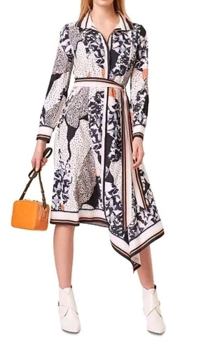 FRENCH CONNECTION DELPHINE DRAPED MULTICOLOR DRESS SIZE 12 NWT