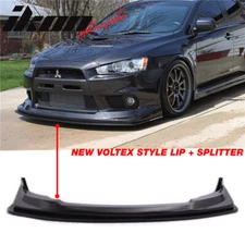 Fits 08-15 Mitsubishi Lancer Evolution X V Style Front Bumper Lip Splitter PU