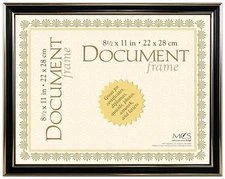 MCS Economy Document Frame 8.5x11 - Black w/Gold (Same Shipping Any Qty)