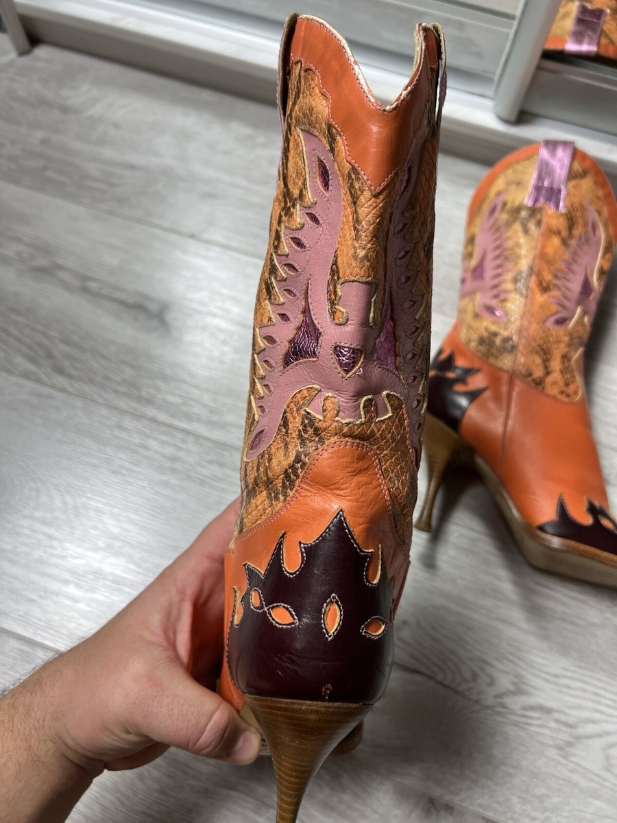 Rare Dolce Gabbana High Heels Western Cowboy Boots Y2K Style Rare Dolce Gabbana High Heels Western Cowboy Boots Y2K Style