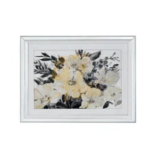 Glamour Crystal Mirror Framed Wall Art Gray Cream Indoor Outdoor Living Dining