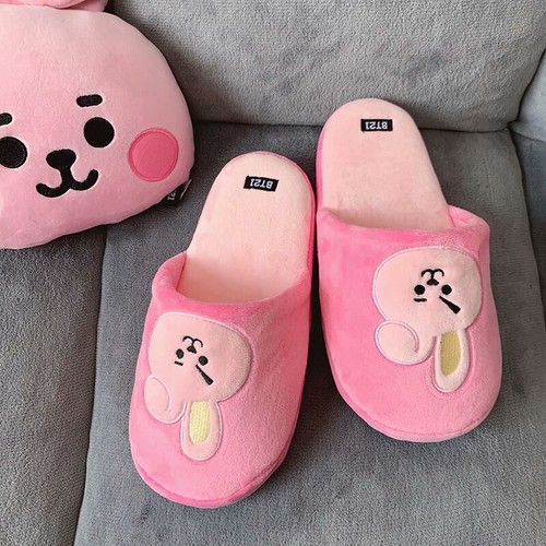 Cartoon BTS Indoor Shoes series Plush Slippers Couple Warm Cotton Slippers - Picture 14 of 14