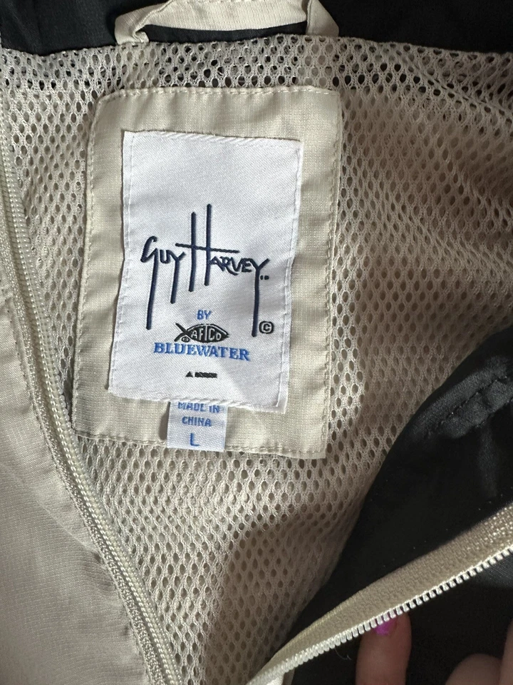 CHAQUETA BOMBER HOMBRE HOMBRE HARVEY BOAST EE. UU. CREMALLERA COMPLETA LOGOTIPO PESCA Talla Grande Foto 3 de 4