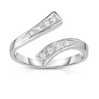 Simulated Diamond 14K White Gold Plated Adjustable Bypass Toe/Midi Ring