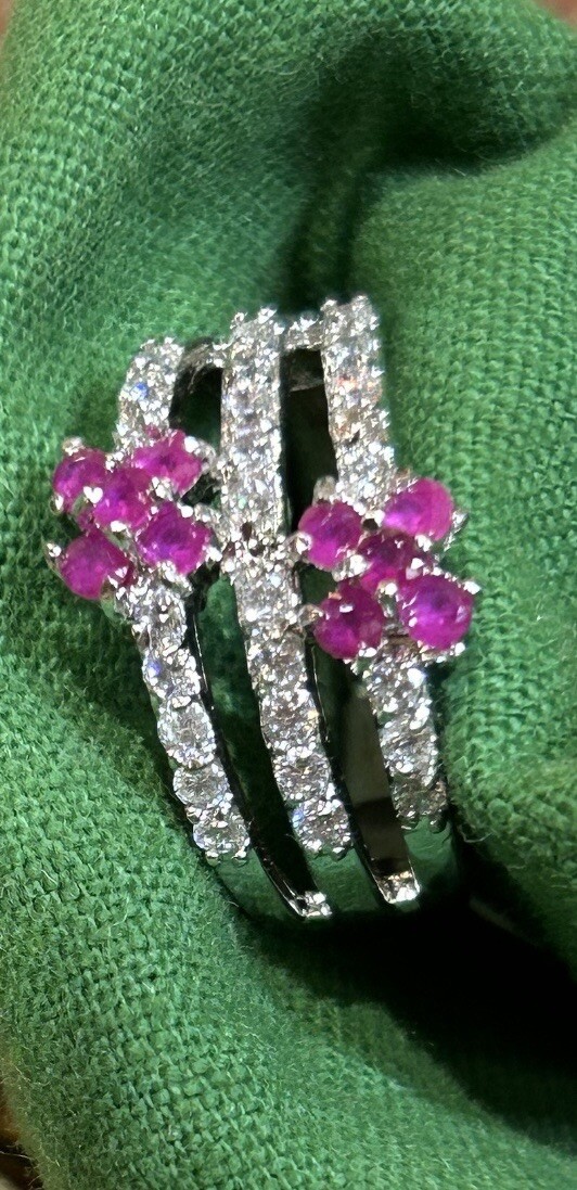 Ruby Topaz 925 Solid Sterling Silver Ring Size 8 - image 7