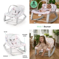  3-in-1 Baby Bouncer & Infant to Toddler Rocker Chair, 0-30 mos., Portable, Pink