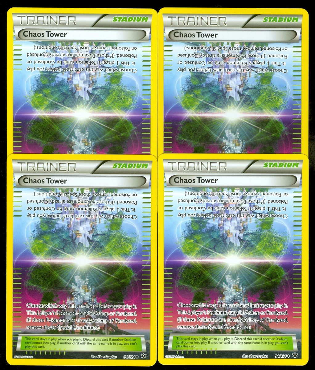 chaos tower pokemon card price 94/124 - XY Fates Collide - - MINT 4X Fates Collide Type Chaos Tower [Reverse Holo] #94