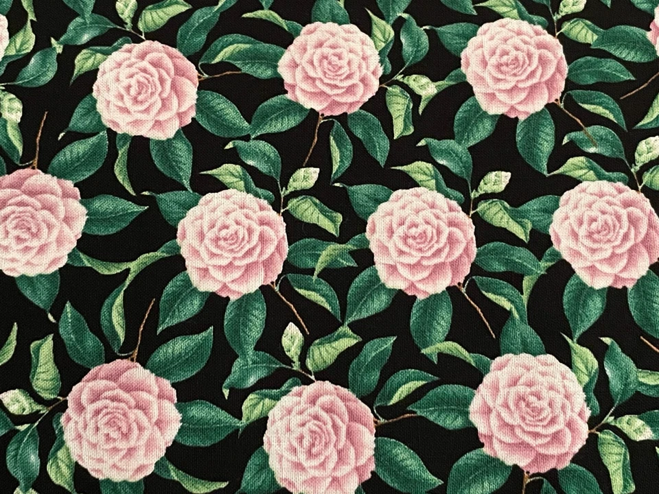 1 yarda Rosa Dalia Peonía Flor Floral POR Tela de Algodón Acolchado en Blanco #6220 Foto 2 de 4